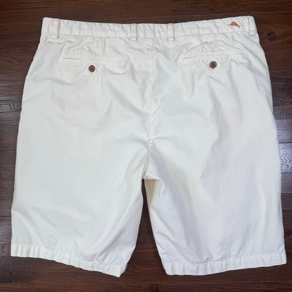 Tommy Bahama Cream Chino Shorts Mens Size 38 Mid Rise Flat Front Preppy Casual - Picture 4 of 11